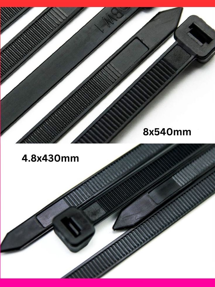 Weather Resistant Cable Ties Stronghold Nylon Cable Ties, Zip Tie, Multi Purpose 8*540mm | 4.8*430mm - Image 2